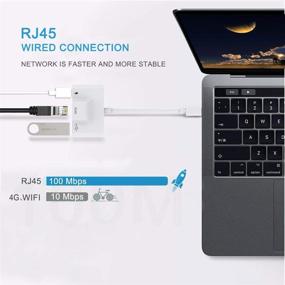 img 2 attached to 💻 USB C Ethernet Network Adapter, Triple-function USB C to USB and RJ45 LAN Ethernet Adapter with Charging Port - Compatible with MacBook, iPad Pro, Google Pixel 2/2XL/3/3XL, HTC 11