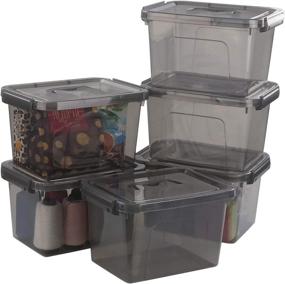 img 4 attached to Latching Storage Bin 6-Pack - CadineUS 5 Liter Plastic Boxes with Lids