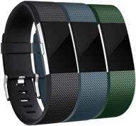 🌈 maledan повязки совместимые с fitbit charge 2 - 3 штуки, маленький размер - черный/плотно-синий/зеленый логотип