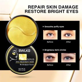 img 2 attached to 💆 SWLKG 24k Gold Eye Masks for Dark Circles Puffiness - Reduce Wrinkles, Anti Aging Treatment & Eye Bags - 30 Pairs