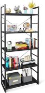 📚 odk bookshelf: stylish 5-tier metal wooden storage rack for bedroom, living room, and home office - black logo