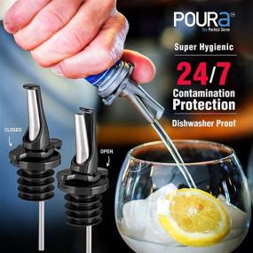 img 3 attached to 💧 Hygienic Open and Close Shut Off Liquor Bottle Pourers - Patented Design Spouts - Universally Fits Most Bottles - Setting the New Standard for Alcohol Pourers - 2 Pack (Black)