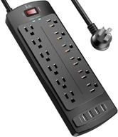 💡 tcstei 12-outlet power strip surge protector with 4 usb ports, 6ft extension cord - 1875w/15a, 2700 joules, etl listed (black) - ideal for home, office, dorm essentials logo
