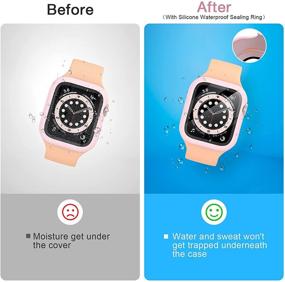 img 2 attached to [2 упаковки] BELONGME Совместимый чехол для Apple Watch серии SE 6 5 4 44 мм - Жесткий чехол из матового поликарбоната с защитным стеклом для экрана iWatch - Идеально подходит для занятий в тренажерном зале, бега, повседневного использования - Розовый.