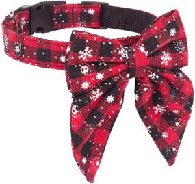img 3 attached to 🎀 Adjustable Cotton Red Bowtie Christmas Dog Collar for Small Medium Large Dogs Pets - Enhance Festive Style