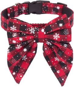 img 4 attached to 🎀 Adjustable Cotton Red Bowtie Christmas Dog Collar for Small Medium Large Dogs Pets - Enhance Festive Style
