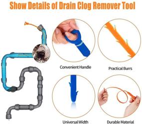 img 3 attached to 💪 Powerful 20 Inch Hair Drain Cleaner & 25 Inch Drain Clog Remover - Ultimate Hair Clog Cleaning Tool for Cleaning Sink, Toilet, Bath, Shower, Kitchen, Bathroom, Sewer, and Tub