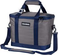 👜 clevermade snapbasket 30 can soft-sided cooler: collapsible 20l tote bag with strap - grey/navy logo
