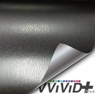 🖤 fine grain black leather wrap adhesive vinyl - soft touch | 1ft x 5ft | vvivid+ edition logo