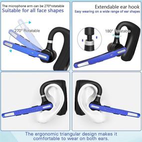 img 1 attached to ✨ Синий двухмикрофонный беспроводной Bluetooth гарнитура с активным подавлением шума CVC8.0 - беспроводное наушниковое устройство V5.1 для дальнобойщиков/деловых встреч/офиса/вождения - 16 часов высококачественного разговора - гарнитура Hands-Free для лучшей оптимизации наушников Bluetooth.