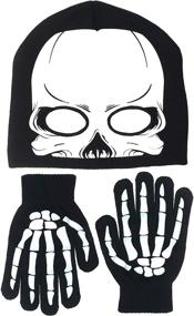 img 3 attached to ❄️ Polar Wear Boy's Skeleton Knit Beanie and Glove Set with Eye Holes – Ultimate Cold Weather Accessories