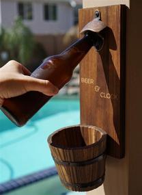 img 3 attached to 🍺 Thirsty Solutions - Beer O' Clock Rustic Wall Mounted Bottle Opener and Catcher - Perfect Addition to Your Man (or Woman) Cave!