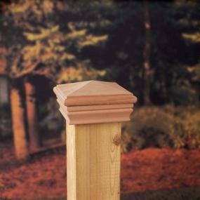 img 1 attached to Enhance Your Outdoor Space with the Newport High Pyramid Cedar Post Cap, 6 Inch x 6 Inch, Natural