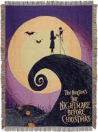 🖼️ disney's nightmare before christmas linework poster woven tapestry throw blanket: a 48" x 60" multi color delight logo