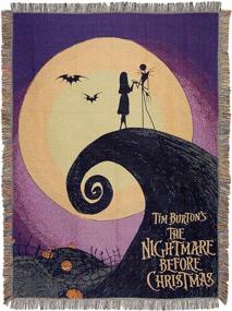 img 1 attached to 🖼️ Disney's Nightmare Before Christmas Linework Poster Woven Tapestry Throw Blanket: A 48" x 60" Multi Color Delight