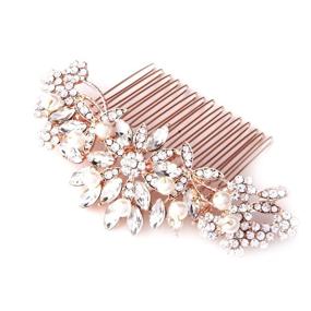 img 4 attached to 💎 Fairy Moda Crystal Bridal Hair Piece: The Perfect Rose Gold Wedding Hair Comb for Brides - Veil Clip and Gift