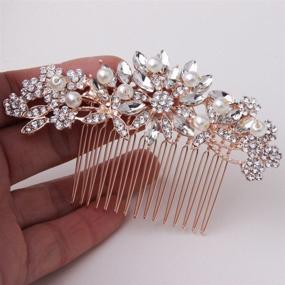 img 1 attached to 💎 Fairy Moda Crystal Bridal Hair Piece: The Perfect Rose Gold Wedding Hair Comb for Brides - Veil Clip and Gift