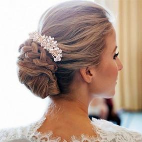 img 3 attached to 💎 Fairy Moda Crystal Bridal Hair Piece: The Perfect Rose Gold Wedding Hair Comb for Brides - Veil Clip and Gift