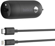 🔌 belkin usb-c car charger 18w with 4ft usb-c to lightning cable - fast iphone charger for iphone 11, pro, max, xs, xr, x, 8, se 2020 - iphone car charger and charger logo