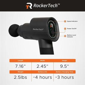 img 2 attached to RockerTech Массажная пушка глубокой ткани для спортсменов - Беспроводное перезаряжаемое устройство для перкуссионного массажа (Черный)