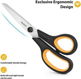 img 2 attached to 🔪 iBayam 8" Multipurpose Scissors Bulk 3-Pack - Ultra Sharp Blade Shears with Comfort-Grip Handles - Sturdy Scissors for Office, Home, School, Sewing, Crafts - Right/Left Handed - Fabric & Craft Supplies