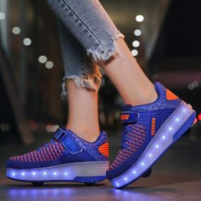 img 1 attached to 👟 Qneic USB Rechargeable Roller Shoes Sneakers: LED Light Up Wheels for Boys, Girls, Kids - Perfect Gift!