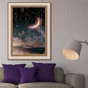 img 2 attached to 🌙 Fipart DIY Diamond Painting Kit - Full-Drilled Curved Moon Cross-Stitch Art Craft for Stunning Wall Decoration - 20X12 Inches