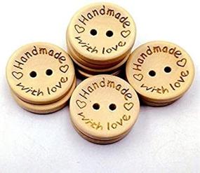 img 3 attached to 🎀 Unique DNHCLL 15 MM Two-Holes Laser Engraving Alphabet Handmade with Love Round Wooden Buttons - Perfect Sewing Accessories for Decorative DIY Crafts