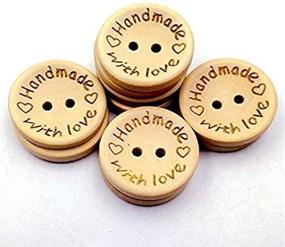 img 4 attached to 🎀 Unique DNHCLL 15 MM Two-Holes Laser Engraving Alphabet Handmade with Love Round Wooden Buttons - Perfect Sewing Accessories for Decorative DIY Crafts