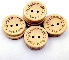 img 2 attached to 🎀 Unique DNHCLL 15 MM Two-Holes Laser Engraving Alphabet Handmade with Love Round Wooden Buttons - Perfect Sewing Accessories for Decorative DIY Crafts