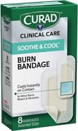 🔥 curad soothe & cool burn bandages: instant cooling relief for burns, assorted sizes, pack of 8 логотип