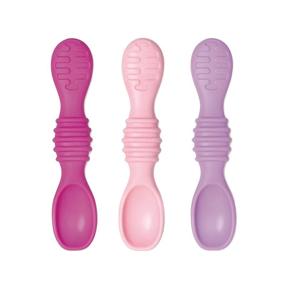 img 4 attached to 🥄 Bumkins Utensils: Silicone for Dipping, Feeding, Baby Led Weaning - Training Spoons (3-Pack), Ages 3 Months+