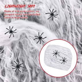 img 2 attached to 🕷️ Heyzeibo 315 x 79 Inch Halloween Black Creepy Cloth: Haunted House Party Decor with Spooky Gauze, Small Spiders, and White Webs