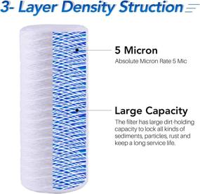 img 3 attached to 🚰 ICEPURE 5 Micron Whole House Sediment String Wound Water Filter Replacement - Compatible with 84637, WPX5BB97P, PC10, 355214-45, 355215-45, WP10BB97P, WP5BB97P - 10”4.5'' Size - Pack of 2
