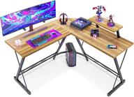 🎮 l-shaped gaming desk with round corner, home office desk featuring large monitor stand workstation логотип