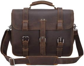 img 3 attached to 👜 Texbo Men's Genuine Cowhide Leather 16-Inch Laptop Shoulder Messenger Bag Briefcase Tote