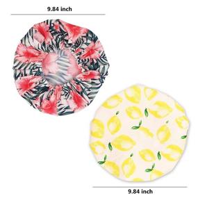 img 3 attached to Stylish Shower Cap 3 Pack for Women Long Thick Hair - Unicorn, Floral, Lemon Designs
