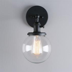 img 1 attached to 🌍 Phansthy Single Industrial Wall Sconce with 5.9 Inches Globe Lampshade - Black Bathroom Light Fixture