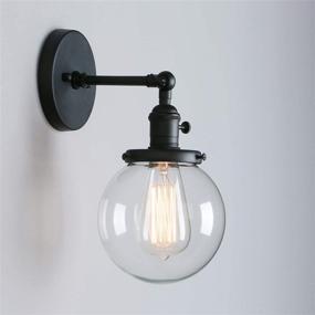 img 2 attached to 🌍 Phansthy Single Industrial Wall Sconce with 5.9 Inches Globe Lampshade - Black Bathroom Light Fixture