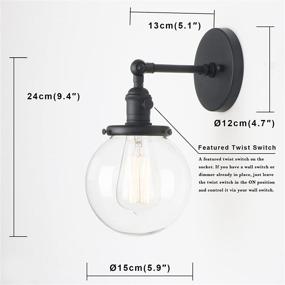 img 3 attached to 🌍 Phansthy Single Industrial Wall Sconce with 5.9 Inches Globe Lampshade - Black Bathroom Light Fixture