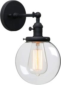 img 4 attached to 🌍 Phansthy Single Industrial Wall Sconce with 5.9 Inches Globe Lampshade - Black Bathroom Light Fixture