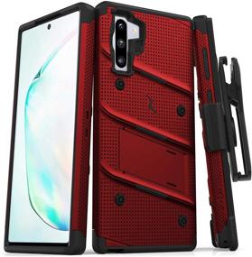 img 4 attached to 📱 ZIZO Bolt Series for Samsung Galaxy Note 10 Case: Advanced Military-Grade Protection with Kickstand, Belt Clip Holster, and Lanyard (Red/Black)