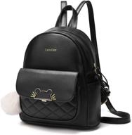 🎒 stylish zeneller mini backpack for women - small leather backpack purse with cat shaped lock, ideal teen girls bookbag satchel bag in black logo
