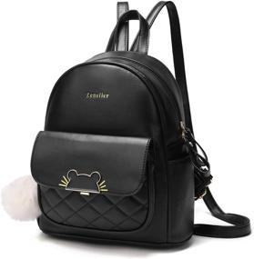 img 4 attached to 🎒 Stylish Zeneller Mini Backpack for Women - Small Leather Backpack Purse with Cat Shaped Lock, Ideal Teen Girls Bookbag Satchel Bag in Black