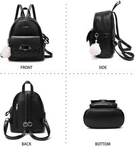 img 2 attached to 🎒 Stylish Zeneller Mini Backpack for Women - Small Leather Backpack Purse with Cat Shaped Lock, Ideal Teen Girls Bookbag Satchel Bag in Black