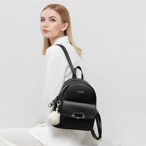 img 3 attached to 🎒 Stylish Zeneller Mini Backpack for Women - Small Leather Backpack Purse with Cat Shaped Lock, Ideal Teen Girls Bookbag Satchel Bag in Black