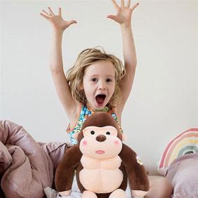 img 3 attached to 🦍 Gorilla Plush Toys: Noetoy 16 Inch Cartoon Monkey Stuffed Animal Pillow - Cute Soft Sofa Pillows Doll for Kids, Boys, Girls