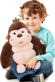 img 4 attached to 🦍 Gorilla Plush Toys: Noetoy 16 Inch Cartoon Monkey Stuffed Animal Pillow - Cute Soft Sofa Pillows Doll for Kids, Boys, Girls