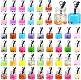 img 4 attached to 🥤 48-Piece Milk Tea Boba Charms Set - Glass Bottle Pendant with Fruit Earrings for DIY Crafts, Necklace, Jewelry, Keychain - 24 Styles Available