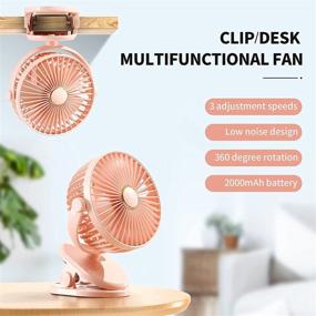 img 2 attached to 🌸 SmartDevil Clip on Fan: Portable 360° Rotation Desk Fan with Rechargeable Battery - Pink